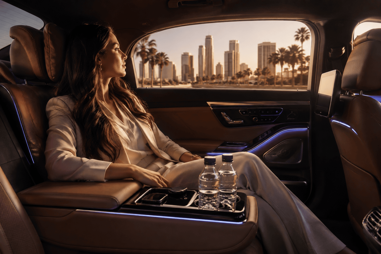 Chauffeur waiting beside a luxury vehicle