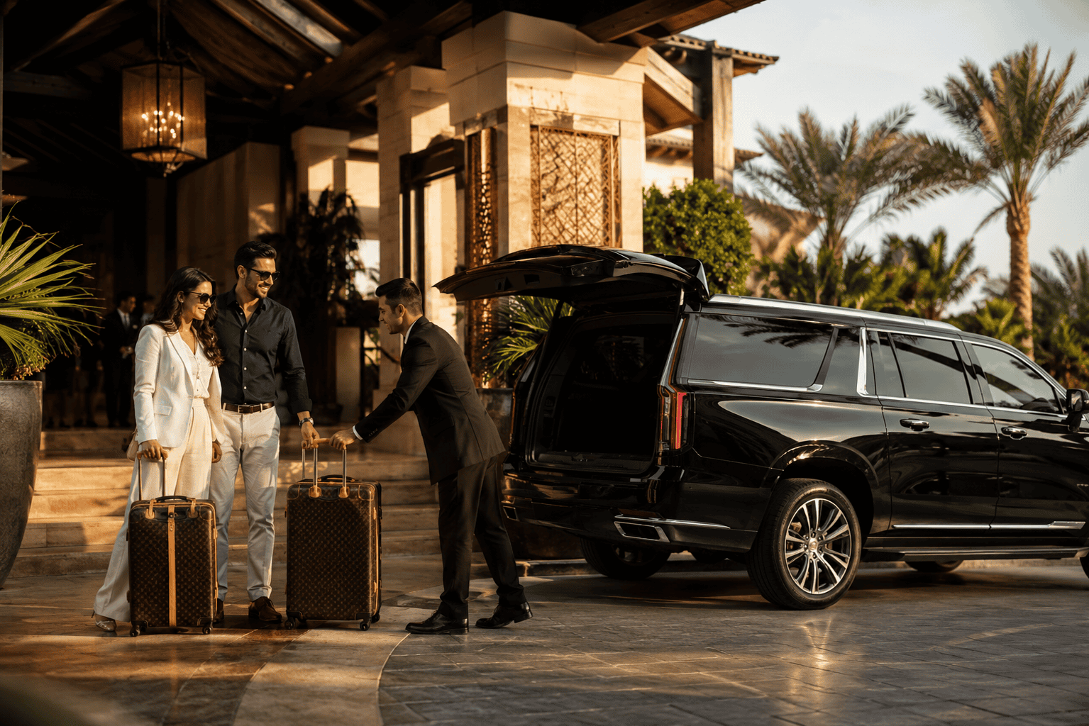 Interior of a luxury chauffeured vehicle